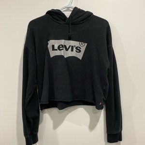 levis black cropped sparkle lettering sweater
